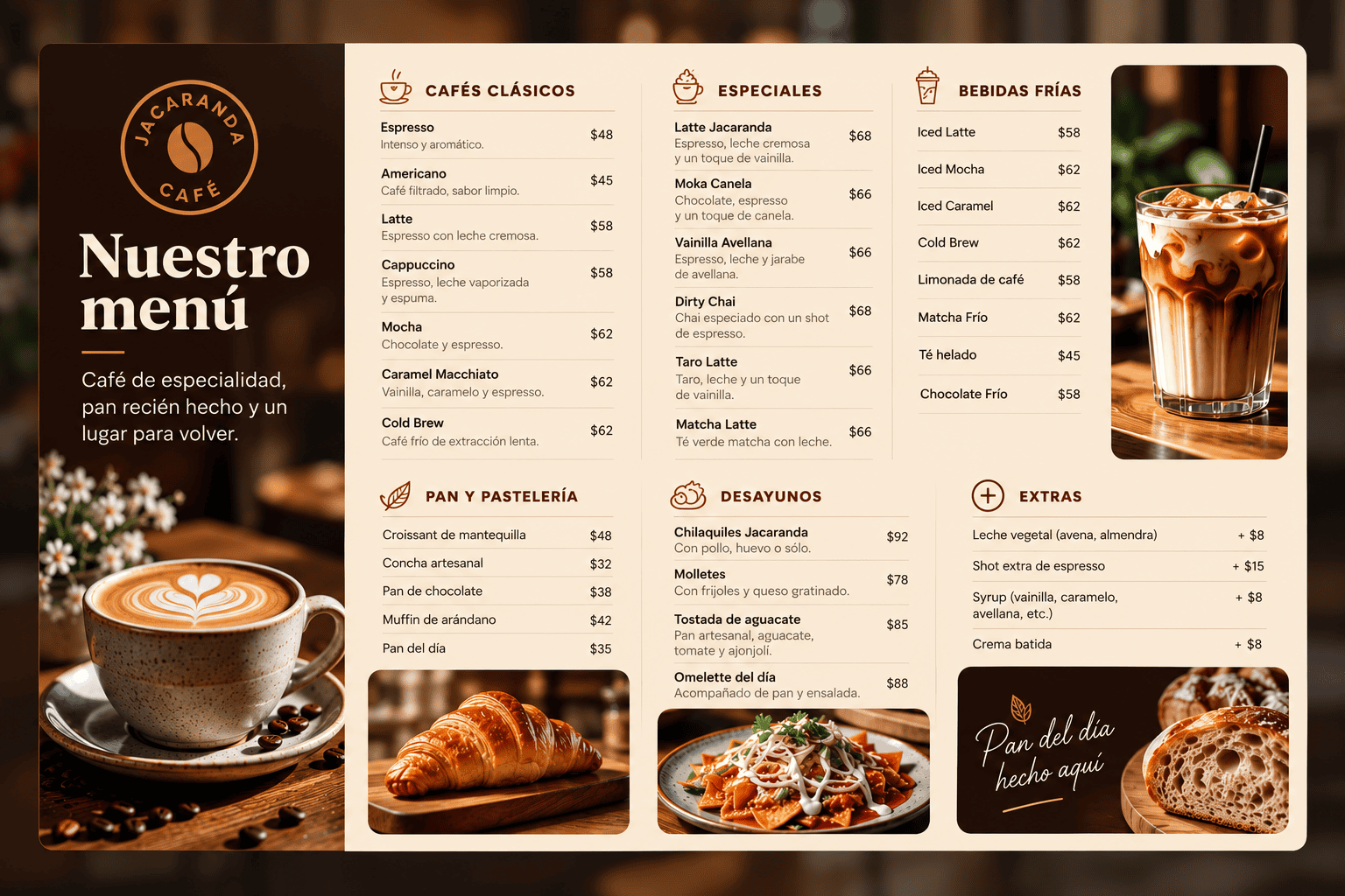 Menú completo Café Jacaranda
